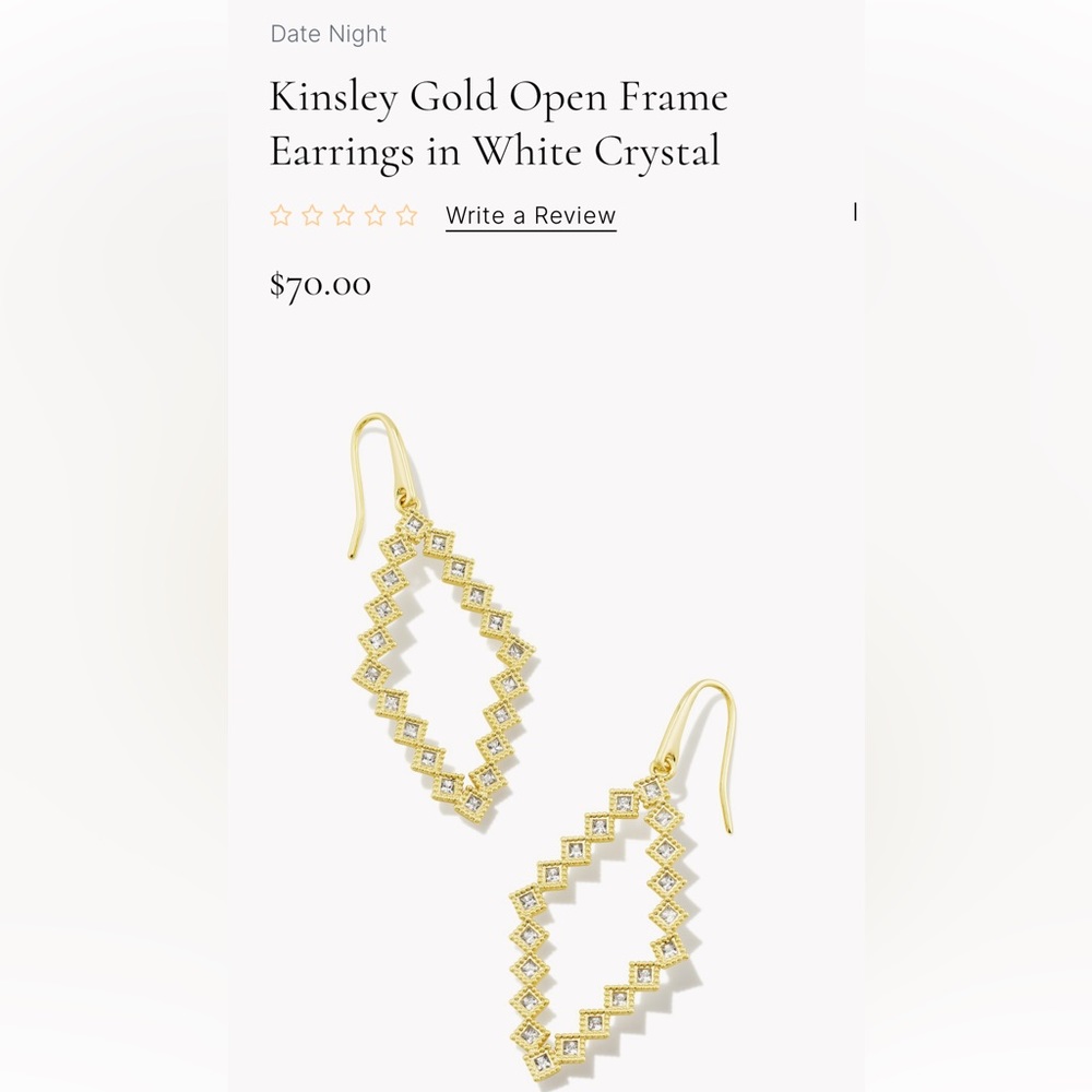 Kinsley Gold Open Frame Earrings in White Crystal